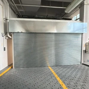 Fire rated roller shutter installed in commercial building in Singapore