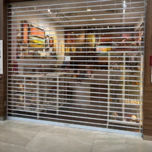 Polycarbonate transparent roller shutter for retail shop in Singapore